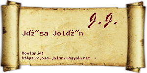 Jósa Jolán névjegykártya