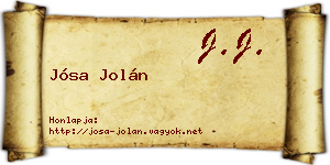 Jósa Jolán névjegykártya